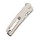 SENCUT Stria Flipper & Thumb Stud Knife Milled Ivory G10 Handle (3.12" Satin Finished D2 Blade) S25112-1 - SENCUT