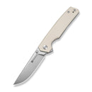 SENCUT Stria Flipper & Thumb Stud Knife Milled Ivory G10 Handle (3.12" Satin Finished D2 Blade) S25112-1 - SENCUT