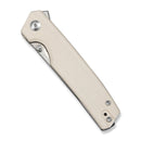 SENCUT Stria Flipper & Thumb Stud Knife Milled Ivory G10 Handle (3.12" Satin Finished D2 Blade) S25112-1 - SENCUT