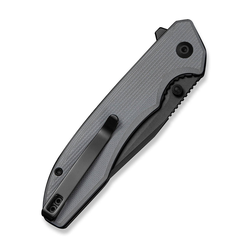 SENCUT Sylor Flipper & Thumb Stud Knife Gray G10 Handle (3.35" Black D2 Blade) S25056 - 1 - SENCUT