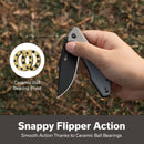 SENCUT Sylor Flipper & Thumb Stud Knife Gray G10 Handle (3.35" Black D2 Blade) S25056 - 1 - SENCUT