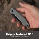 SENCUT Sylor Flipper & Thumb Stud Knife Gray G10 Handle (3.35" Black D2 Blade) S25056 - 1 - SENCUT