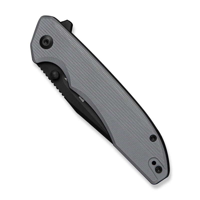 SENCUT Sylor Flipper & Thumb Stud Knife Gray G10 Handle (3.35" Black D2 Blade) S25056 - 1 - SENCUT