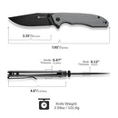 SENCUT Sylor Flipper & Thumb Stud Knife Gray G10 Handle (3.35" Black D2 Blade) S25056 - 1 - SENCUT