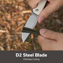 SENCUT Sylor Flipper & Thumb Stud Knife Ivory G10 Handle (3.35" Stonewashed D2 Blade) S25056 - 2 - SENCUT