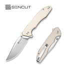 SENCUT Sylor Flipper & Thumb Stud Knife Ivory G10 Handle (3.35" Stonewashed D2 Blade) S25056 - 2 - SENCUT