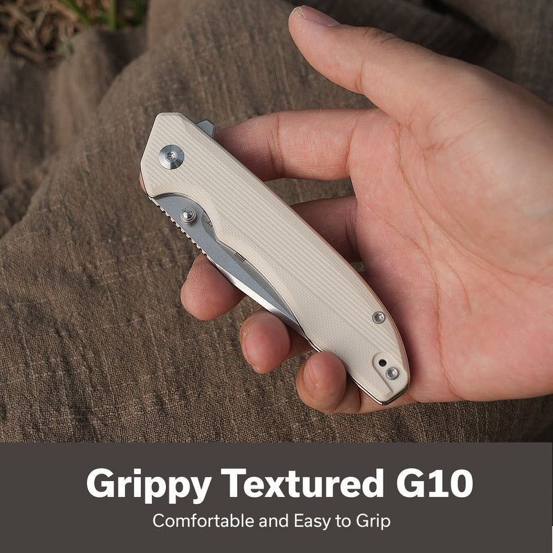 SENCUT Sylor Flipper Knife Ivory G10 Handle