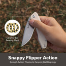 SENCUT Sylor Flipper & Thumb Stud Knife Ivory G10 Handle (3.35" Stonewashed D2 Blade) S25056 - 2 - SENCUT