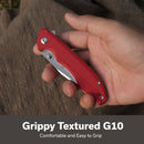 SENCUT Sylor Flipper & Thumb Stud Knife Red G10 Handle (3.35" Satin Finished D2 Blade) S25056 - 3 - SENCUT