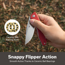 SENCUT Sylor Flipper & Thumb Stud Knife Red G10 Handle (3.35" Satin Finished D2 Blade) S25056 - 3 - SENCUT