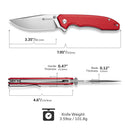 SENCUT Sylor Flipper & Thumb Stud Knife Red G10 Handle (3.35" Satin Finished D2 Blade) S25056 - 3 - SENCUT