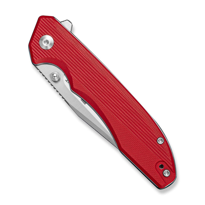 SENCUT Sylor Flipper & Thumb Stud Knife Red G10 Handle (3.35" Satin Finished D2 Blade) S25056 - 3 - SENCUT