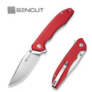 SENCUT Sylor Flipper & Thumb Stud Knife Red G10 Handle (3.35" Satin Finished D2 Blade) S25056 - 3 - SENCUT
