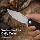 SENCUT Tauron Flipper & Thumb Stud Knife Black G10 Handle (3.48" Stonewashed D2 Blade) S25060 - 1 - SENCUT