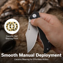 SENCUT Tauron Flipper & Thumb Stud Knife Black G10 Handle (3.48" Stonewashed D2 Blade) S25060 - 1 - SENCUT