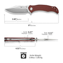 SENCUT Tauron Flipper & Thumb Stud Knife Burgundy G10 Handle (3.48" Satin Finished D2 Blade) S25060 - 2 - SENCUT