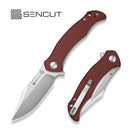 SENCUT Tauron Flipper & Thumb Stud Knife Burgundy G10 Handle (3.48" Satin Finished D2 Blade) S25060 - 2 - SENCUT