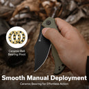 SENCUT Tauron Flipper & Thumb Stud Knife Olive Canvas Micarta Handle (3.48" Black D2 Blade) S25060 - 3 - SENCUT