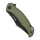 SENCUT Tauron Flipper & Thumb Stud Knife Olive Canvas Micarta Handle (3.48" Black D2 Blade) S25060 - 3 - SENCUT