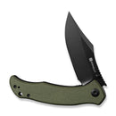 SENCUT Tauron Flipper & Thumb Stud Knife Olive Canvas Micarta Handle (3.48" Black D2 Blade) S25060 - 3 - SENCUT