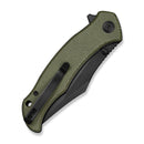 SENCUT Tauron Flipper & Thumb Stud Knife Olive Canvas Micarta Handle (3.48" Black D2 Blade) S25060 - 3 - SENCUT