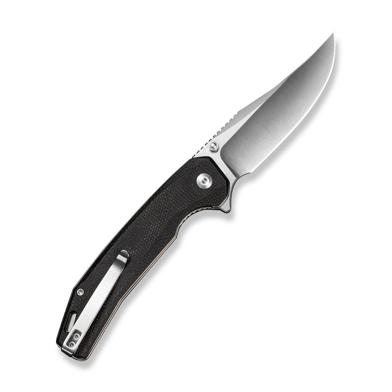 SENCUT Vornix Flipper Knife Black Canvas Micarta Handle (3.65" Satin Finished 9Cr18MoV Blade) S25038 - 2 - SENCUT