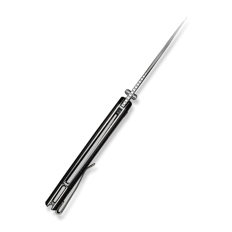 SENCUT Vornix Flipper Knife Black Canvas Micarta Handle (3.65" Satin Finished 9Cr18MoV Blade) S25038 - 2 - SENCUT