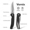 SENCUT Vornix Flipper Knife Black Canvas Micarta Handle (3.65" Satin Finished 9Cr18MoV Blade) S25038 - 2 - SENCUT