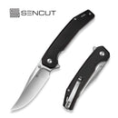 SENCUT Vornix Flipper Knife Black Canvas Micarta Handle (3.65" Satin Finished 9Cr18MoV Blade) S25038 - 2 - SENCUT