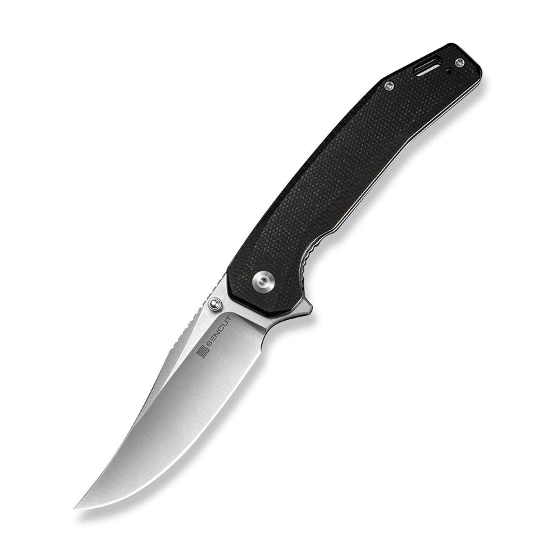 SENCUT Vornix Flipper Knife Black Canvas Micarta Handle (3.65" Satin Finished 9Cr18MoV Blade) S25038 - 2 - SENCUT