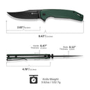 SENCUT Vornix Flipper Knife Teal Green G10 Handle (3.65" Black 9Cr18MoV Blade) S25038 - 1 - SENCUT