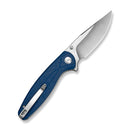 SENCUT Vyrce Flipper & Thumb Stud Knife Blue Shredded G10 Handle (3.49" Satin Finished D2 Blade) S25104 - 2 - SENCUT