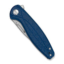 SENCUT Vyrce Flipper & Thumb Stud Knife Blue Shredded G10 Handle (3.49" Satin Finished D2 Blade) S25104 - 2 - SENCUT