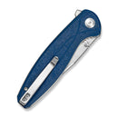 SENCUT Vyrce Flipper & Thumb Stud Knife Blue Shredded G10 Handle (3.49" Satin Finished D2 Blade) S25104 - 2 - SENCUT