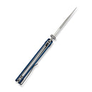 SENCUT Vyrce Flipper & Thumb Stud Knife Blue Shredded G10 Handle (3.49" Satin Finished D2 Blade) S25104 - 2 - SENCUT