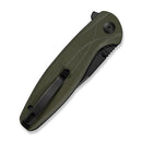 SENCUT Vyrce Flipper & Thumb Stud Knife OD Green G10 Handle (3.49" Black D2 Blade) S25104 - 1 - SENCUT