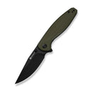 SENCUT Vyrce Flipper & Thumb Stud Knife OD Green G10 Handle (3.49" Black D2 Blade) S25104 Sample1 - SENCUT