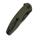 SENCUT Vyrce Flipper & Thumb Stud Knife OD Green G10 Handle (3.49" Black D2 Blade) S25104 Sample1 - SENCUT