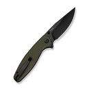 SENCUT Vyrce Flipper & Thumb Stud Knife OD Green G10 Handle (3.49" Black D2 Blade) S25104 Sample1 - SENCUT
