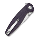 SENCUT Vyrce Flipper & Thumb Stud Knife Purple Canvas Micarta Handle (3.49" Satin Finished D2 Blade) S25104 - 3 - SENCUT