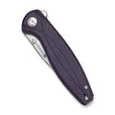 SENCUT Vyrce Flipper & Thumb Stud Knife Purple Canvas Micarta Handle (3.49" Satin Finished D2 Blade) S25104 - 3 - SENCUT