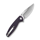 SENCUT Vyrce Flipper & Thumb Stud Knife Purple Canvas Micarta Handle (3.49" Satin Finished D2 Blade) S25104 - 3 - SENCUT