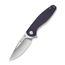 SENCUT Vyrce Flipper & Thumb Stud Knife Purple Canvas Micarta Handle (3.49" Satin Finished D2 Blade) S25104 - 3 - SENCUT