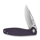 SENCUT Vyrce Flipper & Thumb Stud Knife Purple Canvas Micarta Handle (3.49" Satin Finished D2 Blade) S25104 - 3 - SENCUT
