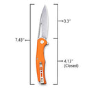 SENCUT CITIUS Flipper & Manual Thumb Knife Orange G10 Handle (3.3" Gray Stonewashed 9Cr18MoV Blade) SA01C - SENCUT