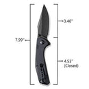 SENCUT Actium Flipper & Thumb Stud Knife Black G10 Handle (3.46" Black Stonewashed D2 Blade) SA02C