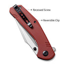 SENCUT Actium Flipper & Thumb Stud Knife Burgundy G10 Handle (3.46" Satin D2 Blade) SA02A - SENCUT