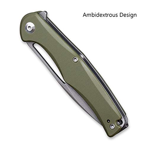 SENCUT CITIUS Flipper & Manual Thumb Knife OD Green G10 Handle (3.3" Gray Stonewashed 9Cr18MoV Blade) SA01A - SENCUT