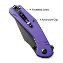 SENCUT Actium Flipper & Thumb Stud Knife Purple G10 Handle (3.46" Black Stonewashed D2 Blade) SA02D - SENCUT