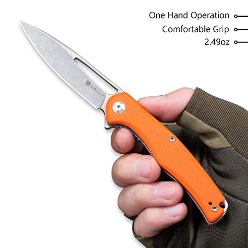 SENCUT CITIUS Flipper & Manual Thumb Knife Orange G10 Handle (3.3" Gray Stonewashed 9Cr18MoV Blade) SA01C - SENCUT